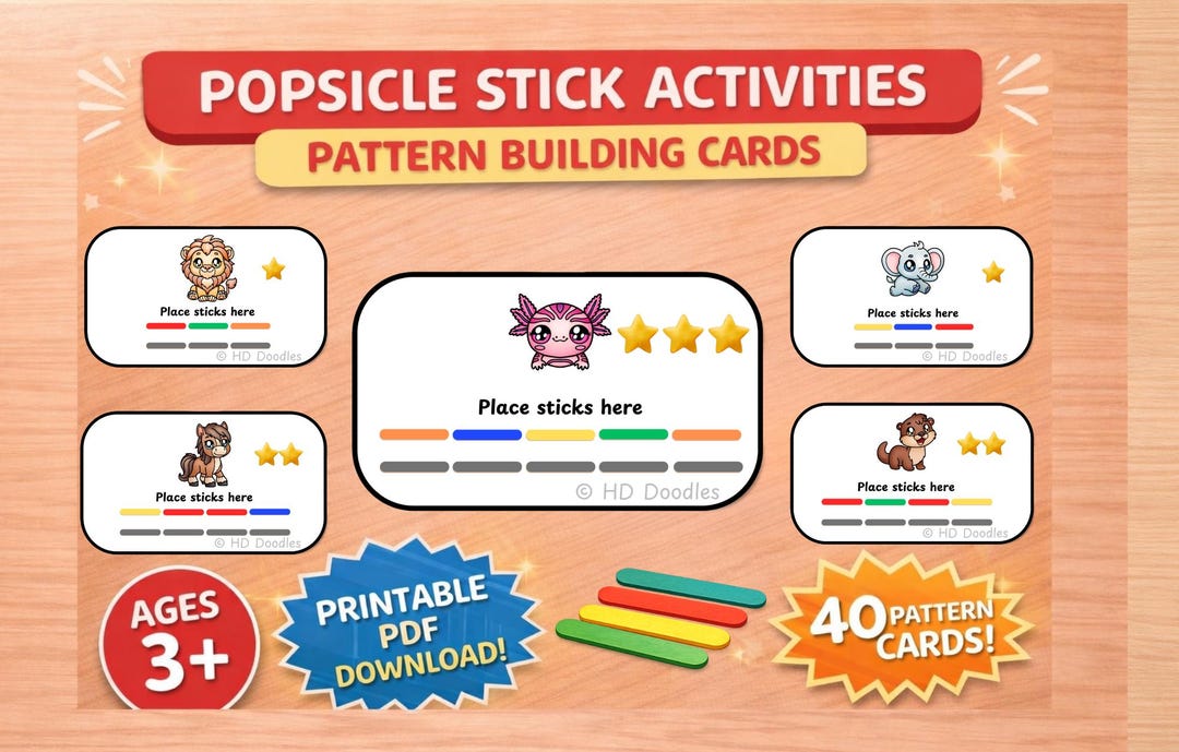 Popsicle Stick Pattern Match Activities for Preschool | Fine Motor ...