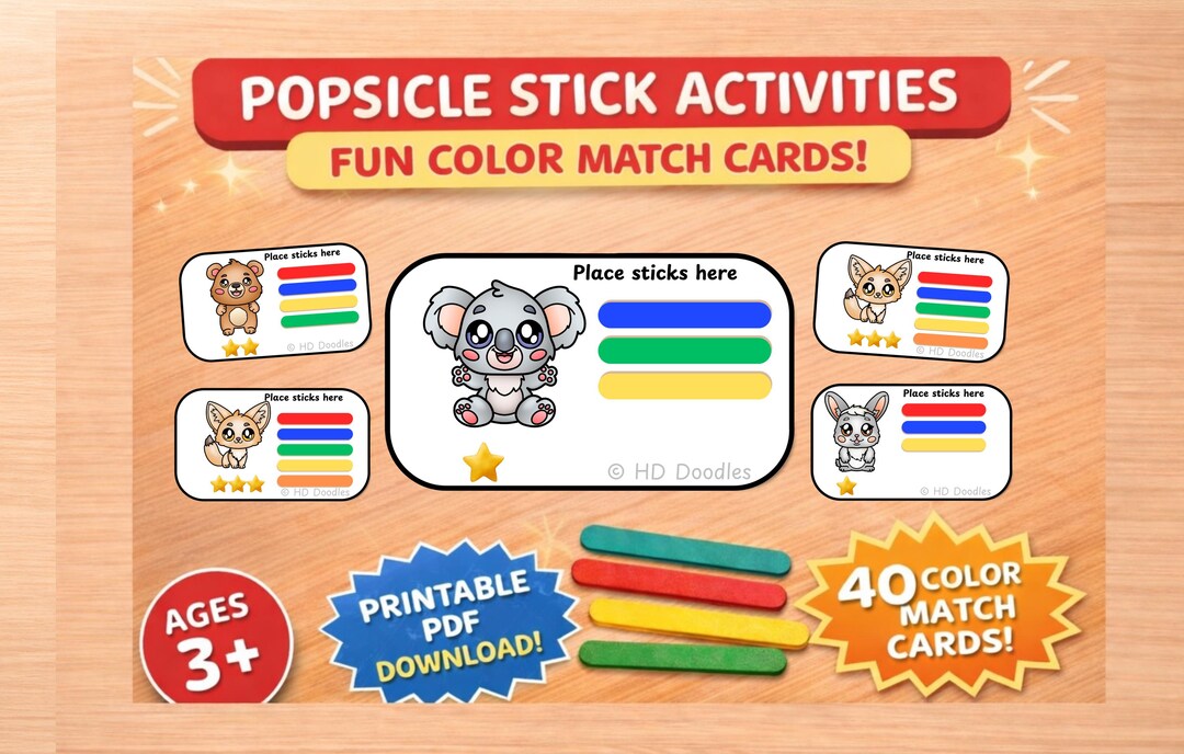 Popsicle Stick Color Match Activities for Preschool | Fine Motor Skills ...