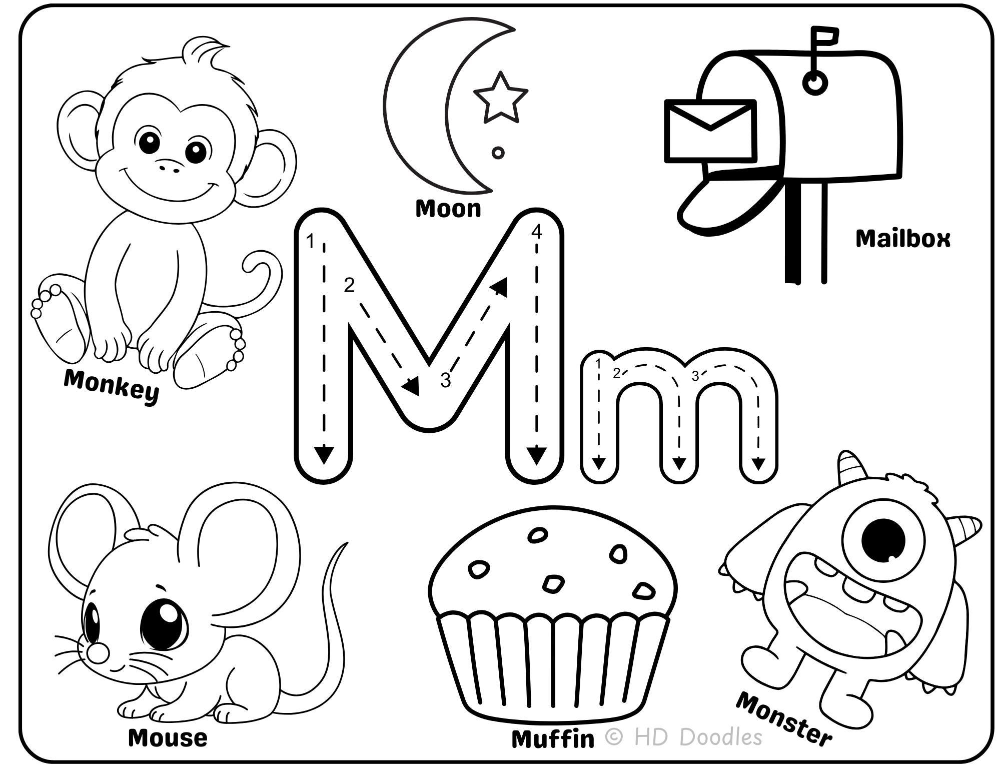A-Z Letter Tracing Worksheets for Preschool | Alphabet Coloring Pages ...