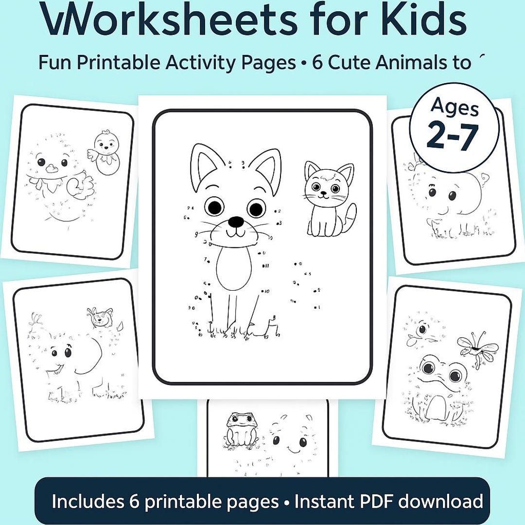 Animal Connect the Dots Worksheets for Kids | Printable Fine Motor ...