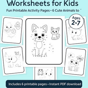 Animal Connect the Dots Worksheets: Kids Printable Activity Pages (PDF Download)