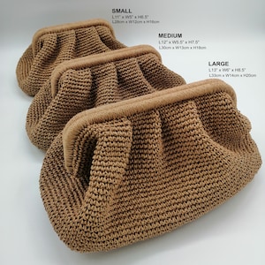 Pochette d'été en paille * Pochette moderne faite main en osier naturel pour femme * Sac en paille en raphia * Sac tissé au crochet en raphia * Sac en raphia beige