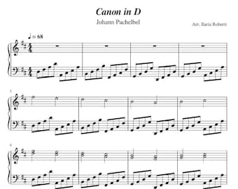 Canon In D Major (Pachelbel) Piano Sheet Music, Digital Downloadable Musical Sheet, Beginner & Intermediate Songs, PDF + MP3