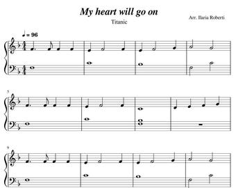 My heart will go on (from Titanic) Easy Piano Sheet Music, Digital Downloadable Musical Sheet, Kids Songs, Beginner Songs, PDF + MP3