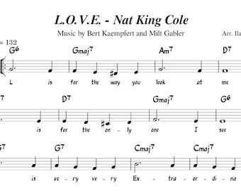 L.O.V.E. (Nat King Cole) Easy Piano Sheet Music, Digital Downloadable Musical Sheet, Beginner Songs with Chords, PDF + MP3