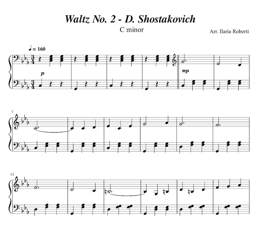 Waltz No.2 (shostakovich) Piano Sheet Music, Digital Downloadable