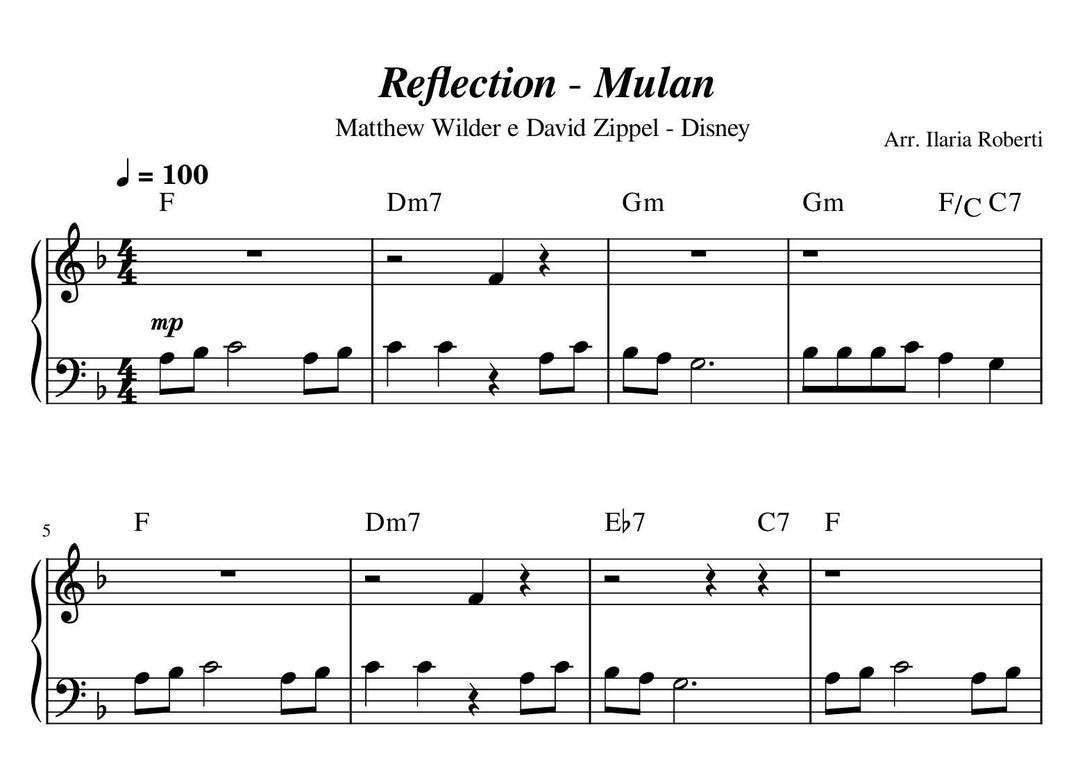 Reflection from Mulan Easy Piano Sheet Music Digital Downloadable reflection-from-mulan-easy-piano-sheet-music-digital-downloadable