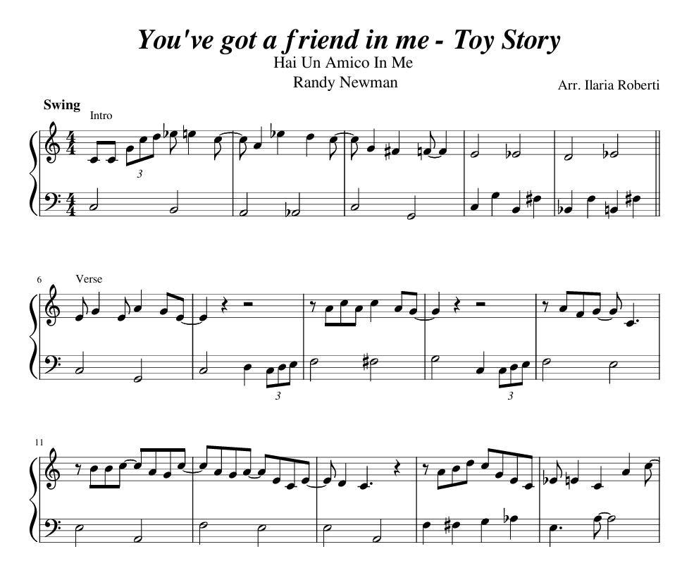 You've Got a Friend in Me (toy Story) in C Easy Piano Sheet Music