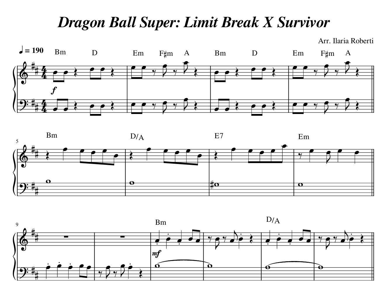 Dragon Ball Super Limit Break X Survivor - Easy Piano Sheet Music
