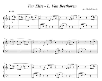 Fur Elise (Beethoven) Easy Piano Sheet Music, Digital Downloadable Musical Sheet, Beginner Songs, PDF + MP3