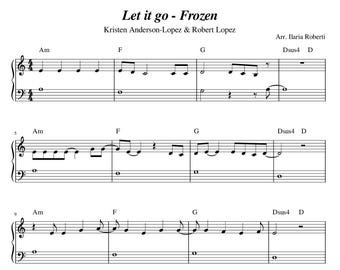 Let it go (from Frozen) Easy Piano in C Sheet Music, Digital Downloadable Musical Sheet, Kids Beginner Songs, PDF + MP3