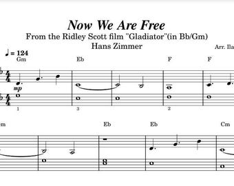 Now We Are Free (Gladiator - Hans Zimmer) Easy Piano Sheet Music, Digital Downloadable Musical Sheet, Beginner Songs, PDF + MP3