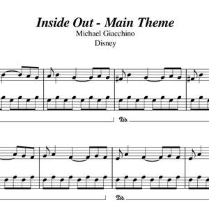 Inside Out Main Theme (Michael Giacchino) Enkla pianonoter, digitala nedladdningsbara notblad, nybörjarlåtar för barn, PDF + MP3