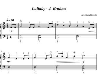 Lullaby (J. Brahms) Easy Piano Sheet Music, Digital Downloadable Musical Sheet, Beginner Songs, PDF + MP3