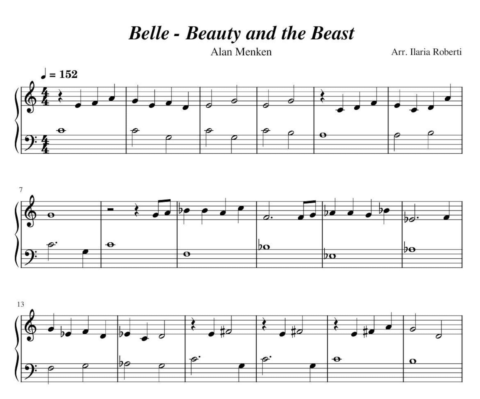 Belle (from Beauty and the Beast) Easy Piano Sheet Music, Digital