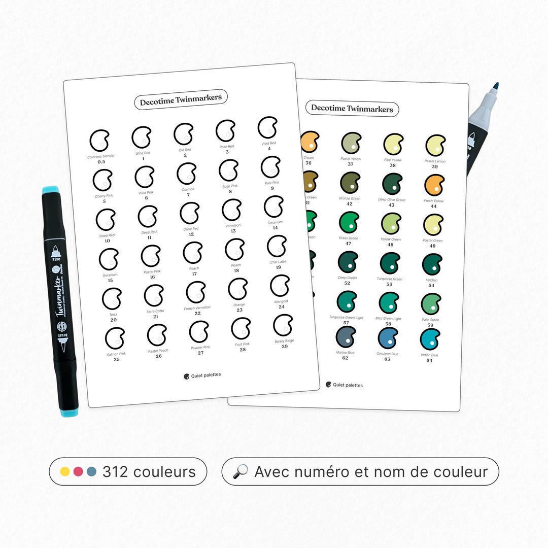 Twinmarkers Color Chart · 312 Colors · Blank PDF DIY · Printable ...