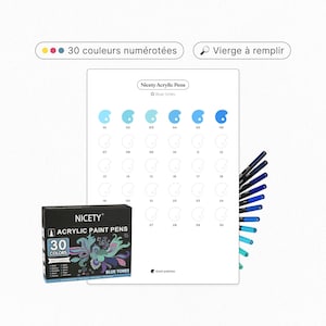 Paquete de cartas de colores en blanco Nicety en tonos azules · PDF · 30 colores numerados · Plantilla imprimible · Para colorear misterio · Cartas de colores