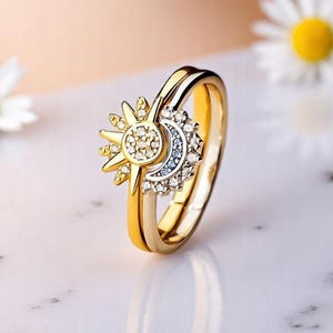 Pandora sun and moon ring set - Etsy 日本