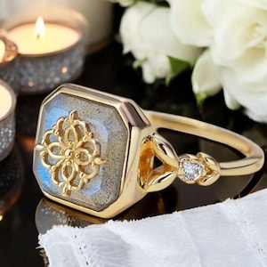 Labradorite Ring, Vingtage Bijou, Gemstone Rings , 925 Sterling Silver, Gold Vermeil, Ring For Women, Gift for Her, Gift for Mom