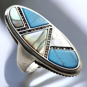 Mystical Turquoise Statement Ring, 925 Sterling Silver, Turquoise, Ring for Women, Gift for Her
