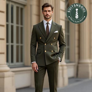 オリーブグリーン ダブルブレストスーツ オリーブグリーン ダブルブレストスーツ