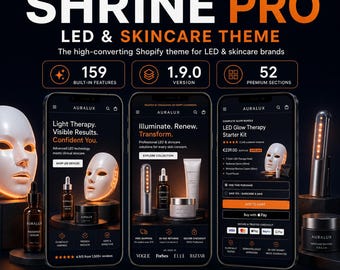Shrine Pro 1.9.0 Shopify Theme | LED Skincare & Beauty Stores (Digital Download)