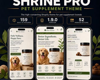 Shrine Pro Pet Supplement Shopify Theme 1.9.0 | Pet Store Template | Conversion Optimized | Digital Download