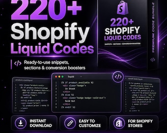 220+ Shopify Liquid Codes Bundle, Custom Sections & Conversion Snippets