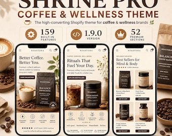 Shrine Pro 1.9.0 Shopify Theme for Coffee & Wellness Stores | Functional Coffee Template | Digital Download