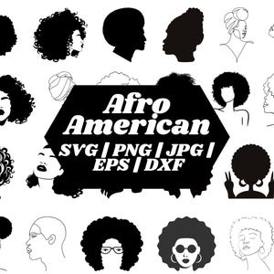 Afro Woman SVG Bundle,Afro Girl Svg,Black Woman Silhouette,Afro Hair Svg,Curly Hair Svg,African American Svg,Afro Woman Cut File For Circut
