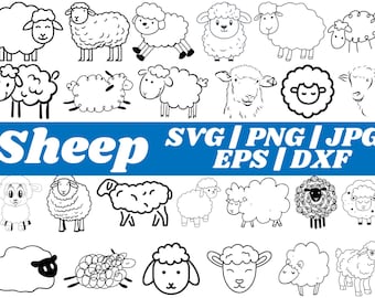 Sheep SVG Bundle | Sheep DXF EPS Png Vector Cut Files | Farm Animal Svg | Sheep Face Head Svg | Instant Download for Cricut & Silhouette