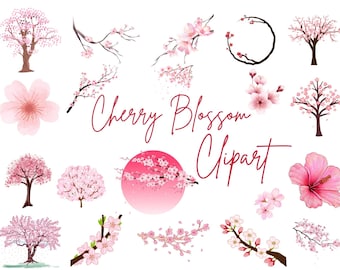 Aquarel kersenbloesem clipart | Sakura Floral SVG-bundel | Lentetak wilde bloemen | Boho-bloemenkransen, png, jpg, digitale download: