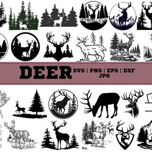 Deer Forest Silhouette SVG Bundle: Vector Art, Commercial Use (Digital Download