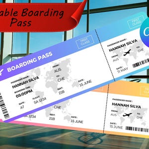 Printable Boarding Pass Airline Ticket Gift Surprise Trip Reveal Surprise Vacation Instant Download | Editable Ticket Gift For Him For Her
