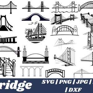 Bridge Svg,Bridge Svg Bundle,Wooden Bridges Clipart,Bridge Cut File,Bridge Silhouette,Vector,Png,Bridge Cricut,Instant Download.