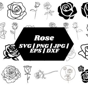 Roses SVG Bundle,Flower svg,Rose Svg,Svg files for cricut,rose bundle,rose vector svg, Cut File,Rose png,tattoo svg,floral svg,Rose clipart