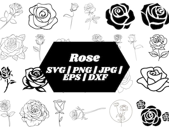 Roses SVG Bundle | Flower SVG | Rose Svg | Rose Vector Cut File | Floral Clipart | Tattoo Svg | Rose PNG | Cricut Silhouette Files