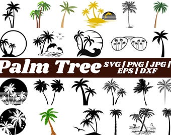 Palm Tree SVG Bundle, Palm Tree Clipart, Palm Tree SVG, Palm Tree Silhouette, Palm Tree PNG Bundle, Cut Files for Cricut, Beach Life Svg