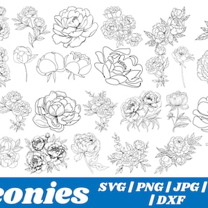 Peonies svg bundle,Floral Arrangement svg,Peony Tattoo Stamps,Wedding Flowers svg,Peony Flower,Peony svg,Commercial cutting files