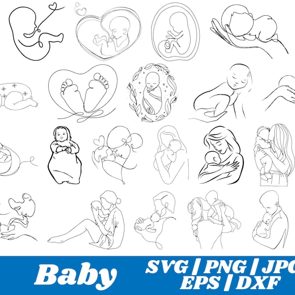Baby Line Art Drawing Svg - Etsy Australia