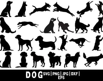 Dog Silhouette SVG Bundle | All Dog Breeds Clipart, Svg DXF PNG Vector Files for Cricut & Laser Cut | Commercial Use Digital Download