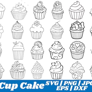 Cupcake SVG, Cake Cut file, Cupcake bundle svg, jpg ,png, Sweets svg, Cupcake Outline SVG, Birthday svg, Cupcake clipart Instant download