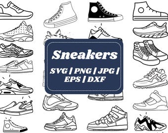 Sneaker SVG Bundle | Sneakers SVG for Cricut | Tshirt SVG Designs | Png for Sublimation | Shoes Svg Files | Sneaker Clipart Digital Download