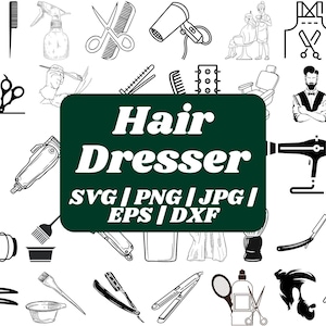 Hairdresser Svg Bundle, Equipment Svg Bundle, Cut Files, Hairdresser Tools Svg, Hairdresser Vector Files, SVG, Png, Clipart, Clip Art