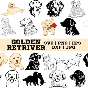 Golden Retriever SVG-PNG Bundle | Hand-Drawn Dog Graphics, Golden Retriever Illustrations, Dog Lover&#39;s Clipart, Golden Retriever Art Pack