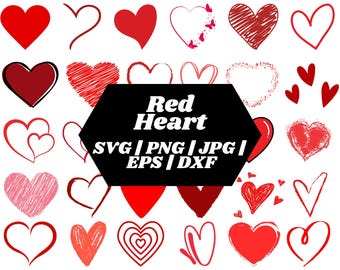 Rotes Herz SVG Bundle | Valentinstag SVG | Liebe Herz SVG | Rote Herzen Png | Liebhaber SVG | Cricut Silhouette Schnittdatei | Digitaler Download