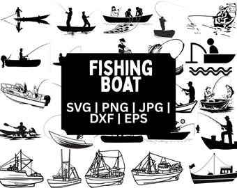 High Quality Bass Boat SVG Bundle | Fisherman in Boat SVG Png | Fishing Boat Clipart | Fishing Scene SVG Files | Cricut & Laser Cut