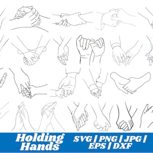 Holding Hands svg Bundle, Holding Hand Cut File, Holding Hand Silhouette, Couple Hands svg For Cricut, Pinky Hold svg, Digital Bundle