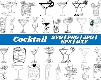 Cocktail SVG Bundle, Cocktail PNG Bundle, Cocktail Clipart, Cocktail SVG Cut Files Cricut, Shot Glass Svg, Drink Svg, Alcohol Svg