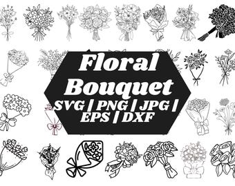 Flower Bouquet Clipart Bundle SVG PNG | Botanical Floral Graphics for Cricut, Floral Clipart Bundle, Instant Digital Download Commercial Use